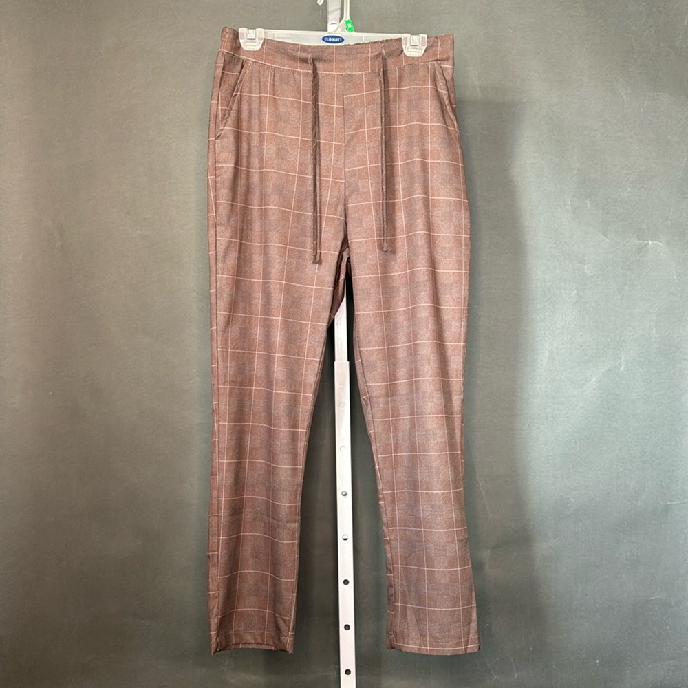 Shein Manfinity Mode Plaid Print Drawstring Waist Pants Size Small